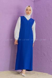 Modalamelif Duble Krep Jile Saks Mavisi