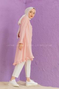 Modalamelif Eteği Fırfırlı Mevlana Tunik Pudra
