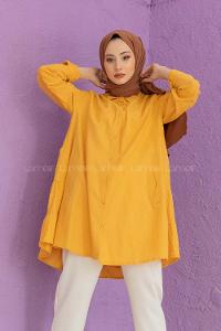 Modalamelif Gizli Cepli Gömlek Hardal Sarısı