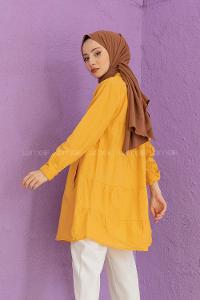 Modalamelif Gizli Cepli Gömlek Hardal Sarısı