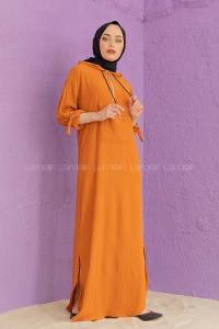 Modalamelif Kanguru Cepli Ayrobin  Elbise Kiremit