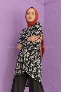 Modalamelif Papatya Desen İkili Takım Siyah