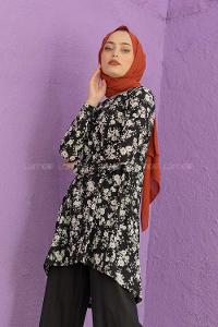 Modalamelif Papatya Desen İkili Takım Siyah