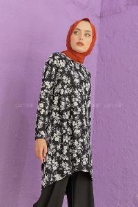 Modalamelif Papatya Desen İkili Takım Siyah