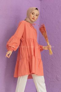 Modalamelif Yaka Bağlamalı Tunik Gül