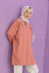 Modalamelif Yaka Güpürlü Tunik Pudra