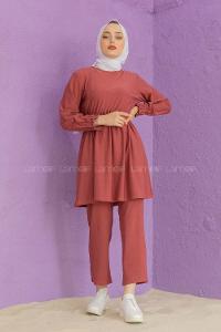 Modalamelif Bel Büzmeli Şık Takım Gül