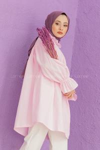 Modalamelif Dakron Büzgülü Gömlek Pudra