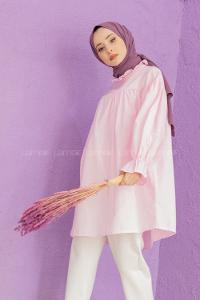 Modalamelif Dakron Büzgülü Gömlek Pudra