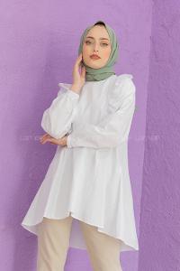 Modalamelif Hakim Yaka Fırfırlı Tunik Beyaz