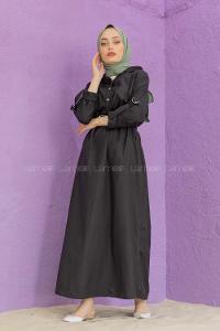 Modalamelif Kemerli Kuşaklı Elbise Siyah