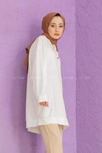 Modalamelif Yaka Güpürlü Tunik Beyaz