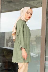 Modalamelif Çift Cepli Gömlek Çağla Yeşili