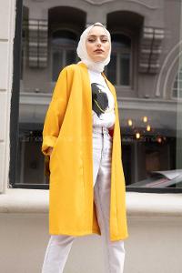 Modalamelif Kemerli Kimono Saks Hardal Sarısı