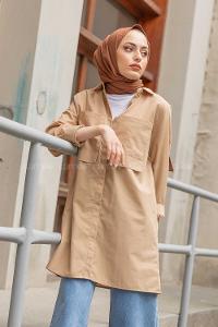 Modalamelif Çift Cepli Tunik Sütlü Kahve