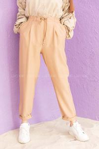 Modalamelif Bel Bağlamalı Duble Pantolon Camel