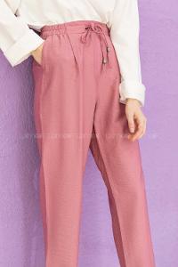 Modalamelif Bel Bağlamalı Duble Pantolon Gül