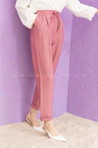 Modalamelif Bel Bağlamalı Duble Pantolon Gül