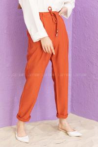 Modalamelif Bel Bağlamalı Duble Pantolon Kiremit