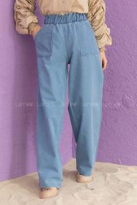 Modalamelif Beli Lastikli Pantolon Açık Mavi