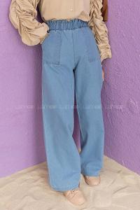 Modalamelif Beli Lastikli Pantolon Açık Mavi
