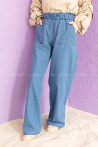 Modalamelif Beli Lastikli Pantolon Koyu Mavi