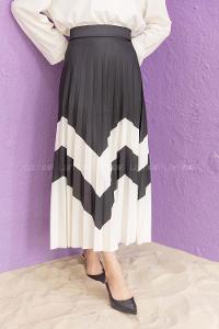 Modalamelif Dijital Baskılı Mira  Etek Siyah Beyaz
