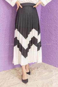 Modalamelif Dijital Baskılı Mira  Etek Siyah Beyaz