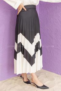 Modalamelif Dijital Baskılı Mira  Etek Siyah Beyaz