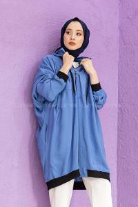 Modalamelif Kapşonlu Spor Yağmurluk Mavi