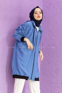 Modalamelif Kapşonlu Spor Yağmurluk Mavi