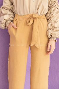 Modalamelif Kuşaklı Ayrobin Pantolon Camel