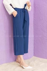Modalamelif Kuşaklı Ayrobin Pantolon İndigo