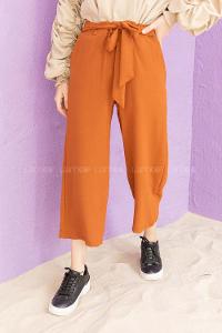 Modalamelif Kuşaklı Ayrobin Pantolon Kiremit