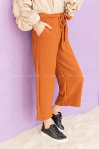 Modalamelif Kuşaklı Ayrobin Pantolon Kiremit