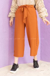 Modalamelif Kuşaklı Ayrobin Pantolon Kiremit