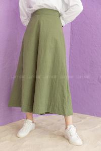 Modalamelif Bol Paça Etek Pantolon Haki
