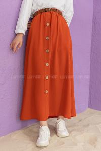 Modalamelif Hasır Kemerli Ayrobin  Etek Kiremit