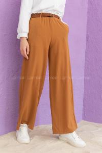 Modalamelif Kemerli Salaş Pantolon Kahverengi