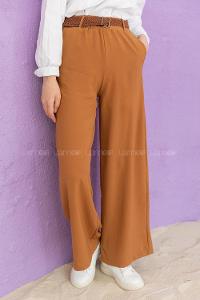 Modalamelif Kemerli Salaş Pantolon Kahverengi