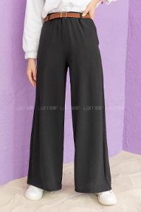 Modalamelif Kemerli Salaş Pantolon Siyah