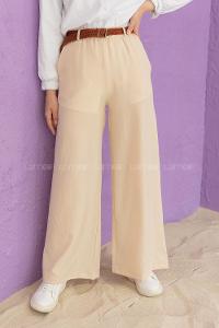 Modalamelif Kemerli Salaş Pantolon Taş Rengi