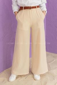 Modalamelif Kemerli Salaş Pantolon Taş Rengi