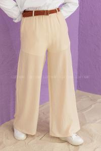 Modalamelif Kemerli Salaş Pantolon Taş Rengi