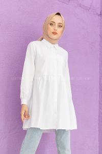 Modalamelif Tek Cepli Robalı Tunik Beyaz