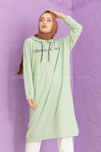 Modalamelif  Thank U Next Yazı Baskılı Tunik Çağla Yeşili