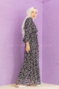 Modalamelif Soyut Desen Elbise Siyah