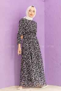 Modalamelif Soyut Desen Elbise Siyah