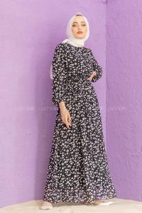 Modalamelif Soyut Desen Elbise Siyah