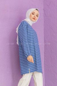 Modalamelif Çizgili Tunik Mavi